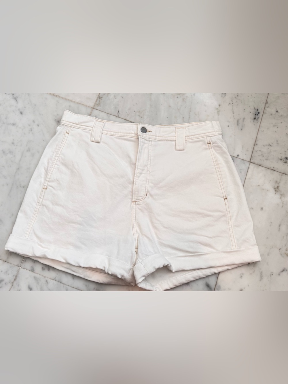 Joe's Jeans Cream High-Rise Jean Shorts
